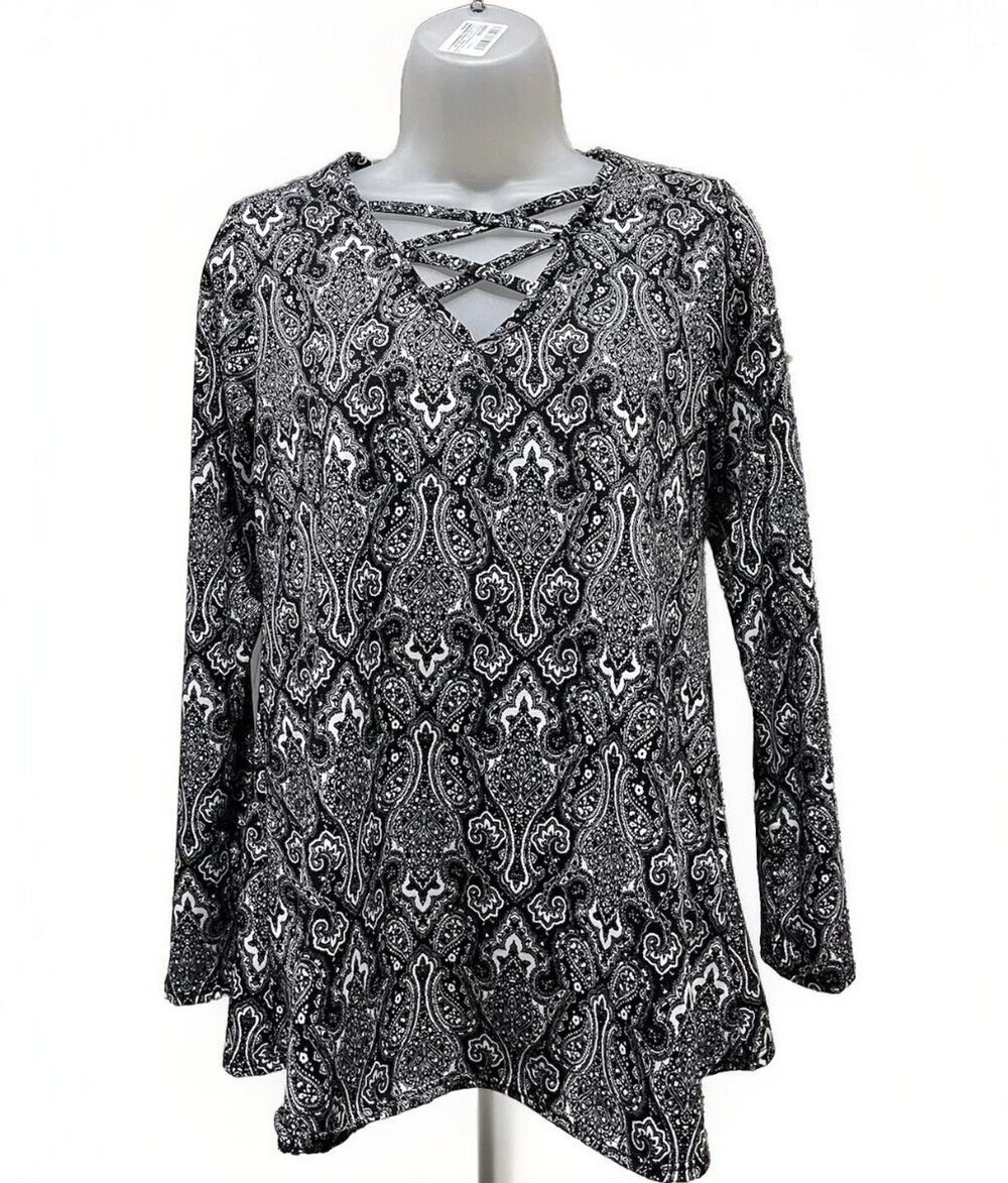 Rachel Rachel Roy Women's Size S Black Polyester Long Sleeve Pullover Top